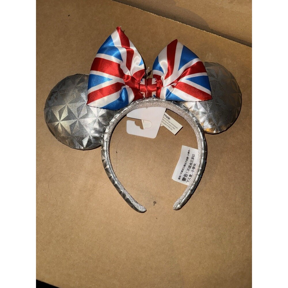 Disney Parks Epcot UK United Kingdom Silver England Flag Mickey Ears Headband